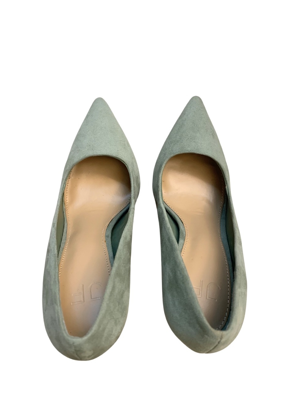 JF Gisselle Classic Suede Pointed Toe Pumps Sage Green Feminine Minimal Coquette - Picture 6 of 11